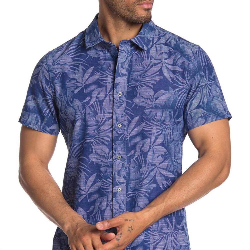 SLATE & STONE Mens NEW Short Sleeve Hawaiian Dress Shirt Top M Cotton $128